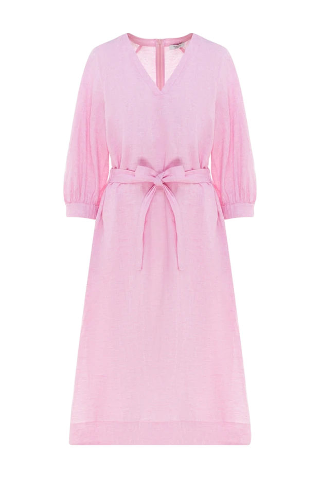 Linen dress with a loose fit and a deep neckline, pink - photo 1