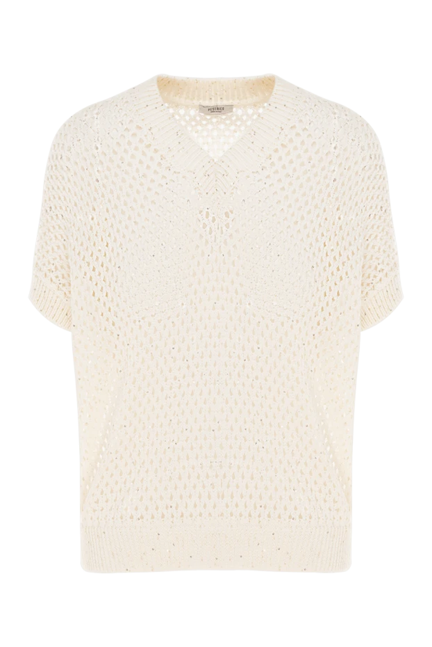 Блуза из хлопка и полиэстера женская бежевая - фото 1