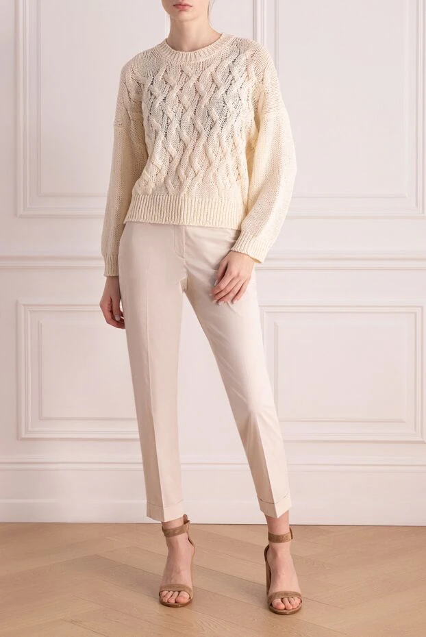 Peserico топ из хлопка и полиэстера женский бежевый 176635 - фото 2