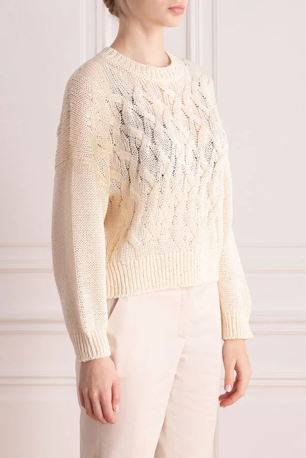 Peserico топ из хлопка и полиэстера женский бежевый 176635 - фото 3