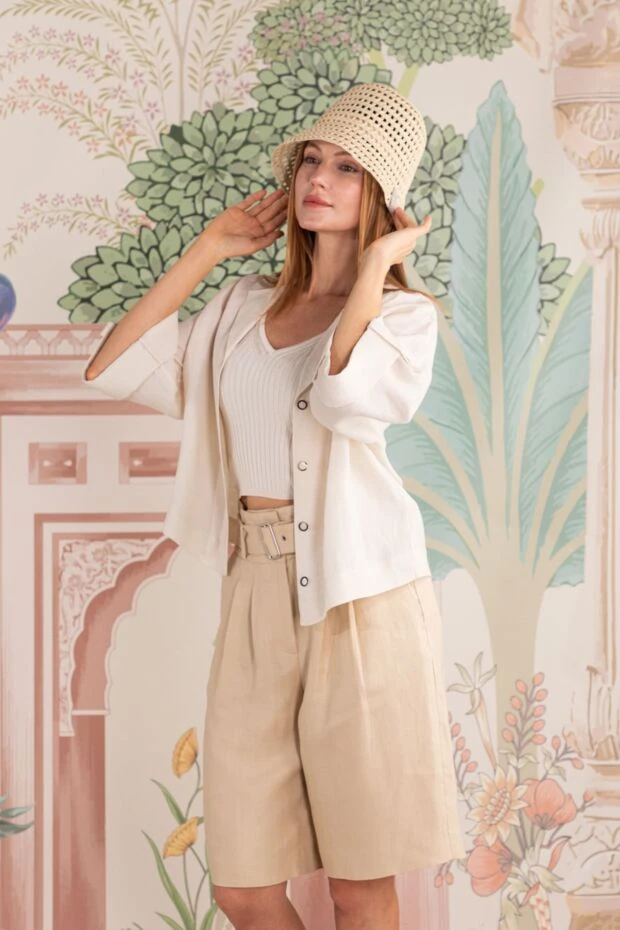 Peserico beige v-neck ribbed crop top
176636 - photo 2