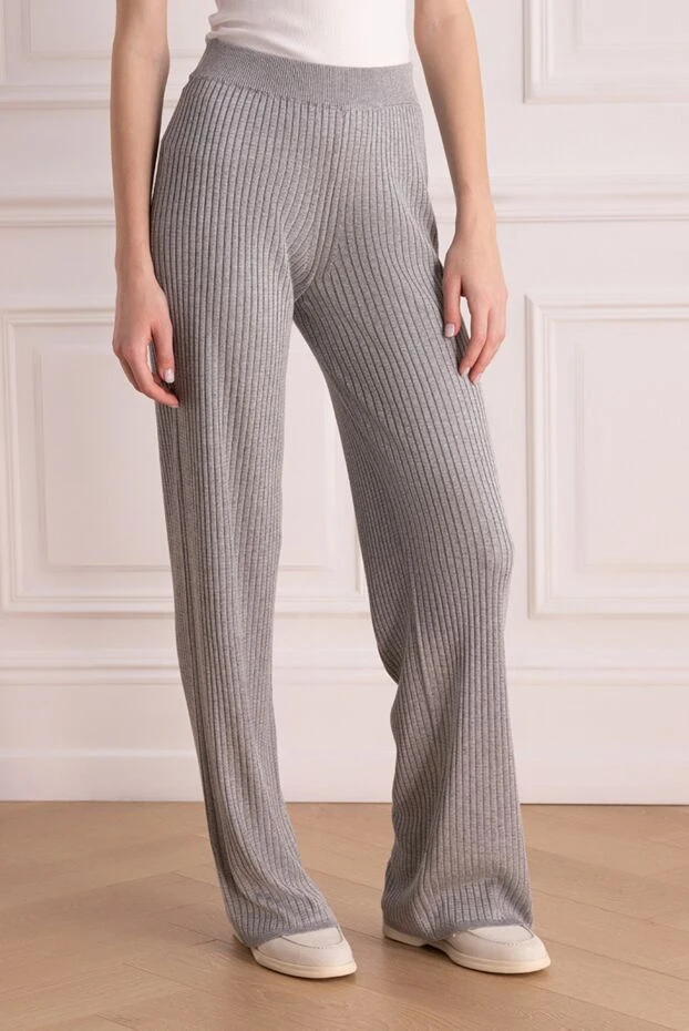 Peserico knitted trousers made of viscose and polyester for women gray 176644 - photo 3