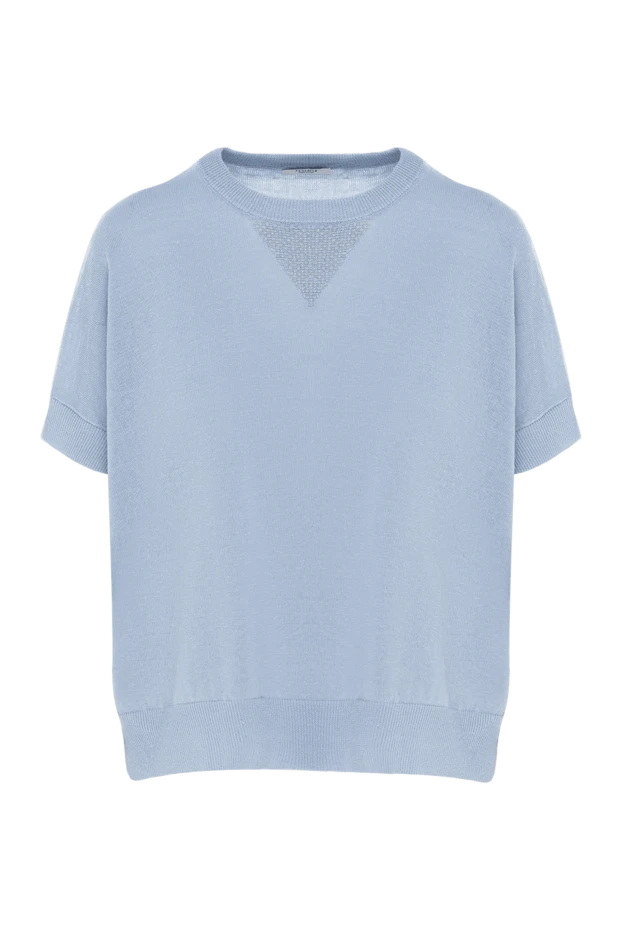 Блуза из льна и хлопка женская голубая - фото 1