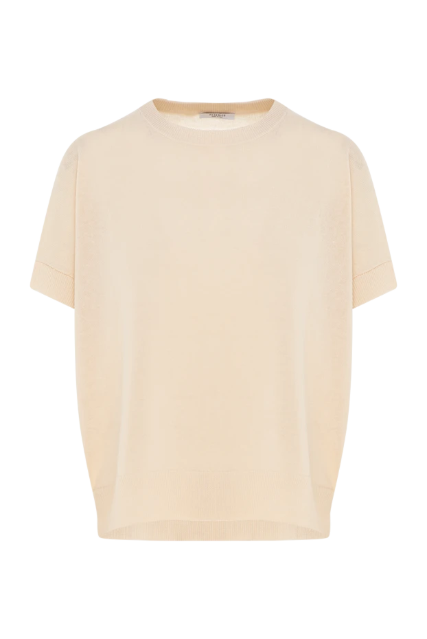 Блуза из льна и хлопка женская бежевая - фото 1