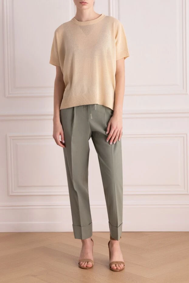 Peserico блуза из льна и хлопка женская бежевая 176647 - фото 2