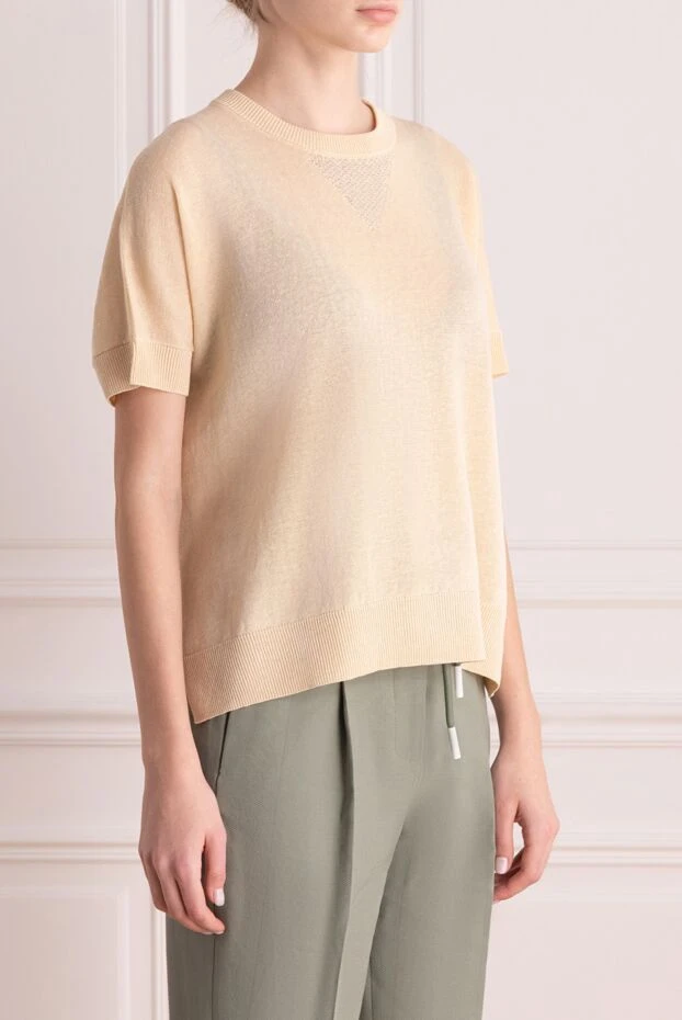 Peserico блуза из льна и хлопка женская бежевая 176647 - фото 3