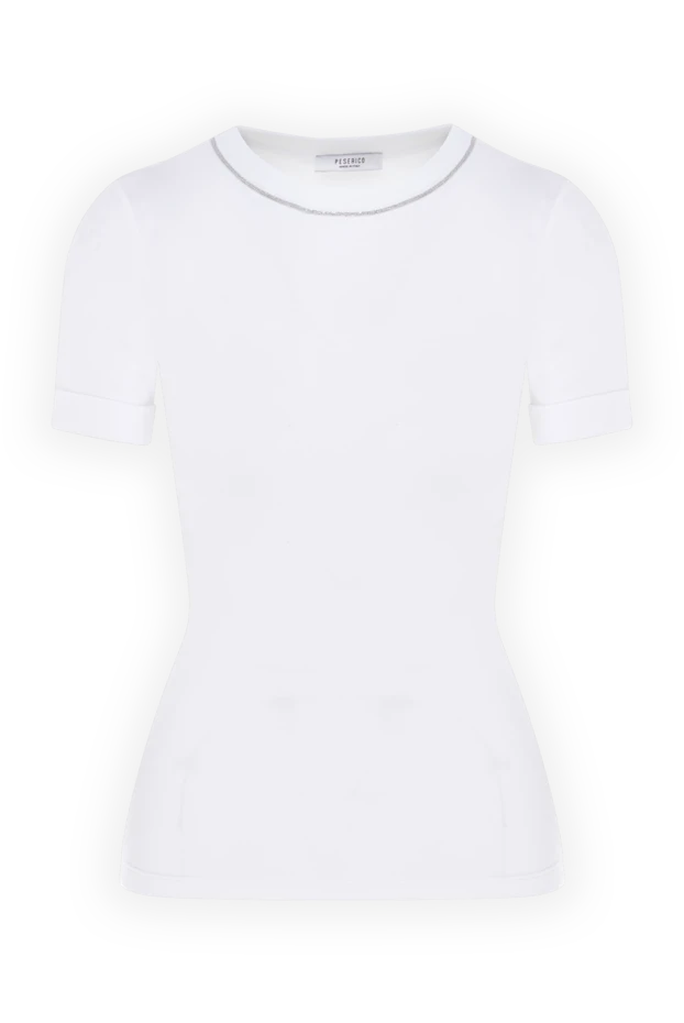 White cotton fitted t-shirt with cuffs
- photo 1