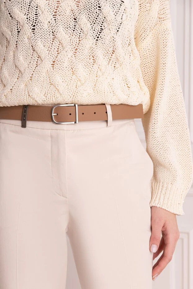 Peserico ремень кожаный классический бежевый с металлической пряжкой
176654 - фото 2