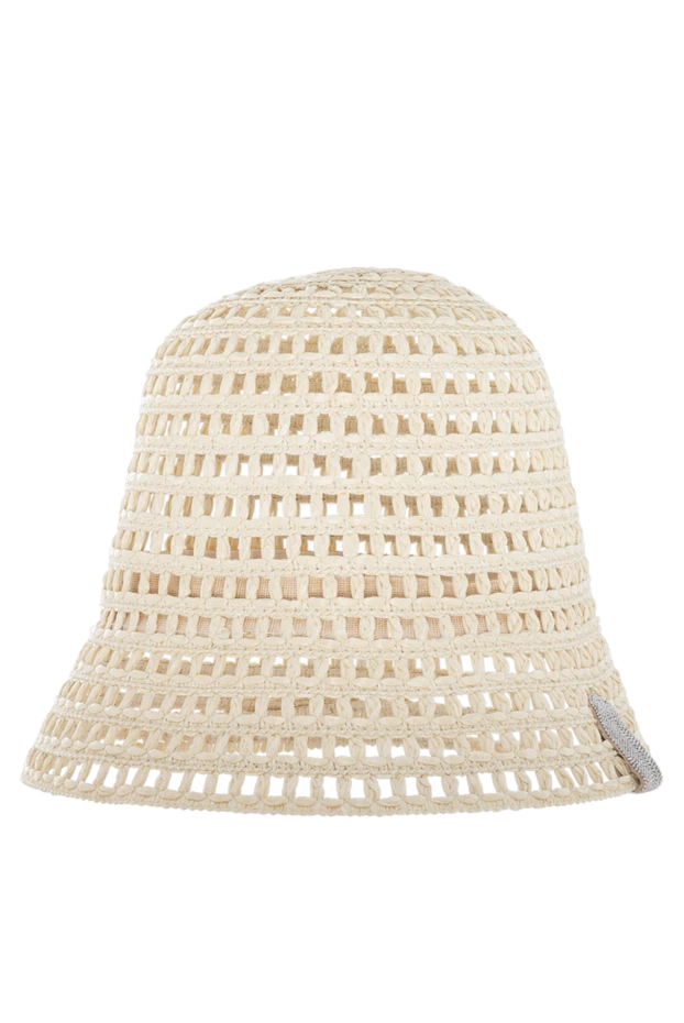 Peserico кремовая шляпа с ажурной текстурой и фактурной отделкой сбоку
 176656 - фото 3