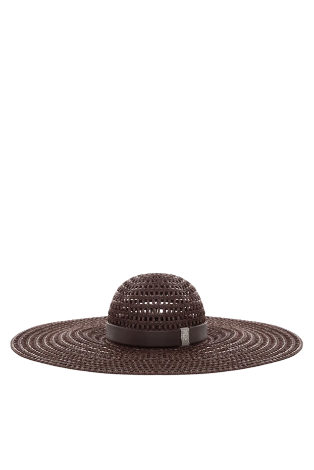 Wide Brim Hat in Woven Raffia in Chocolate - photo 1