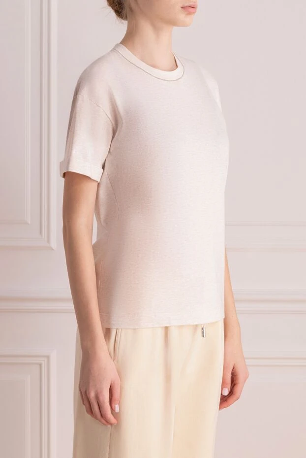 Peserico әйелдерге арналған матадан жасалған бежевый футболка

 176661 - фото 3