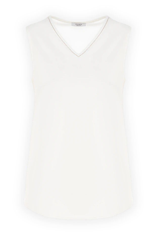 Әйелдерге арналған ақ жібектен және эластаннан жасалған топ - фото 1