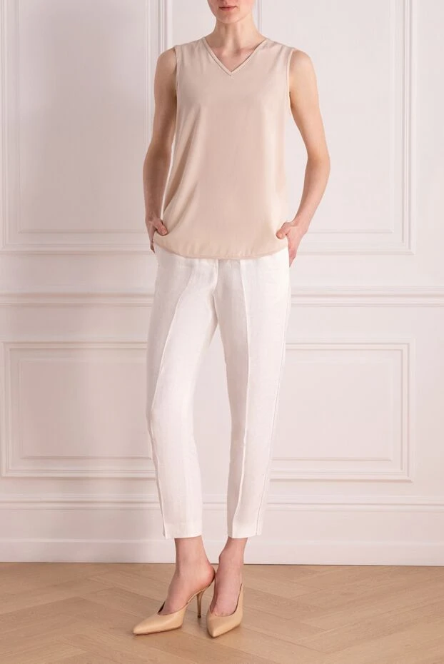 Peserico топ из шелка и эластана женский бежевый 176666 - фото 2