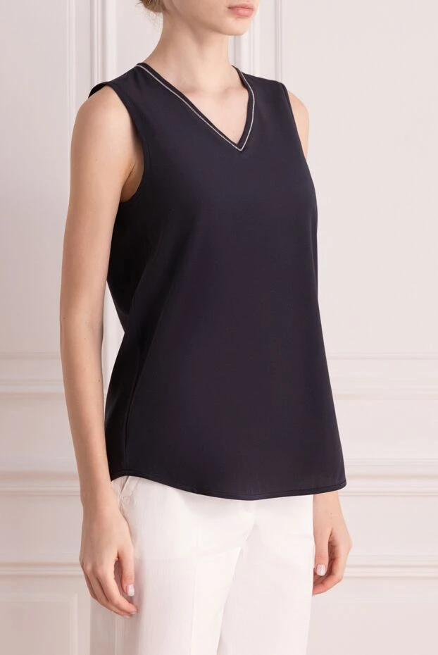 Peserico топ из шелка и эластана женский синий 176667 - фото 3