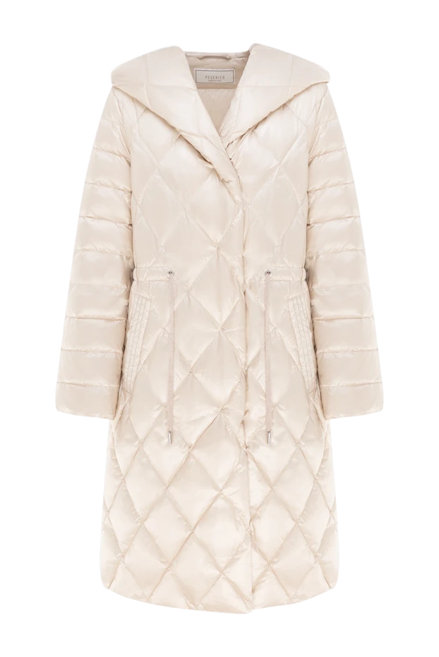 Женский пуховик из нейлона бежевый - фото 1