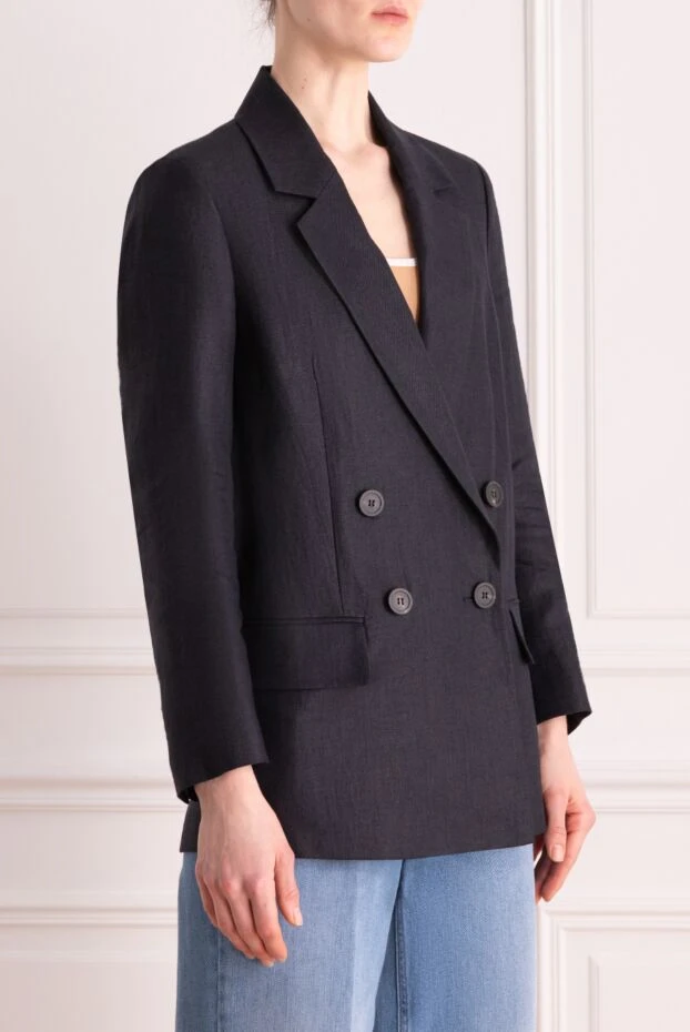 Peserico жакет из льна женский синий 176670 - фото 3