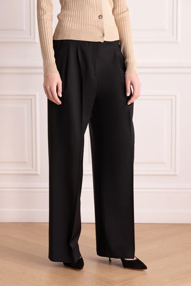 Peserico әйелдерге арналған қара жүн және эластан шалбар 176672 - фото 3