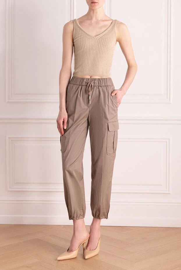 Peserico әйелдерге арналған қоңыр мақта және эластан шалбары 176675 - фото 2