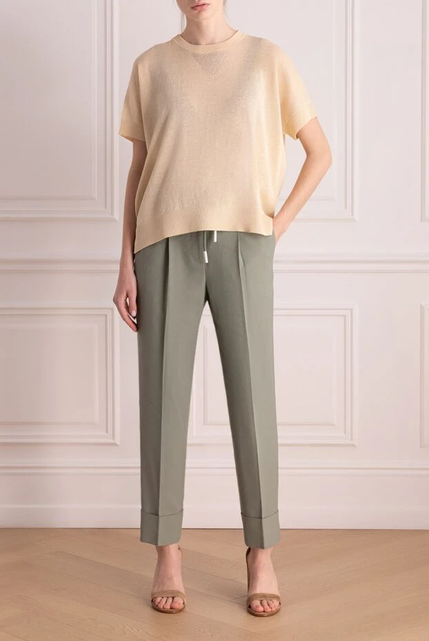 Peserico жасыл түсті әйелдер мақта және эластан шалбар 176676 - фото 2