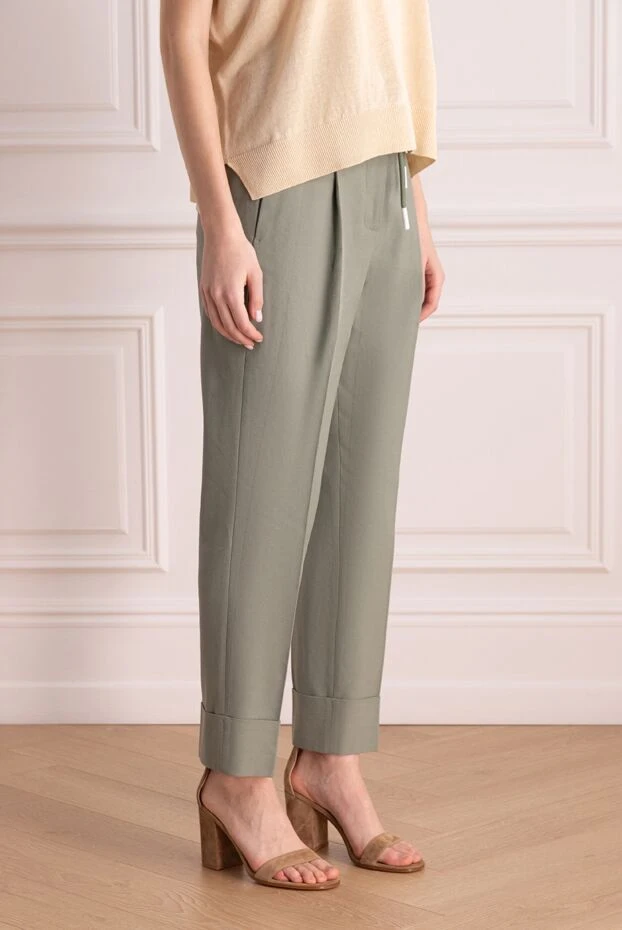 Peserico жасыл түсті әйелдер мақта және эластан шалбар 176676 - фото 3