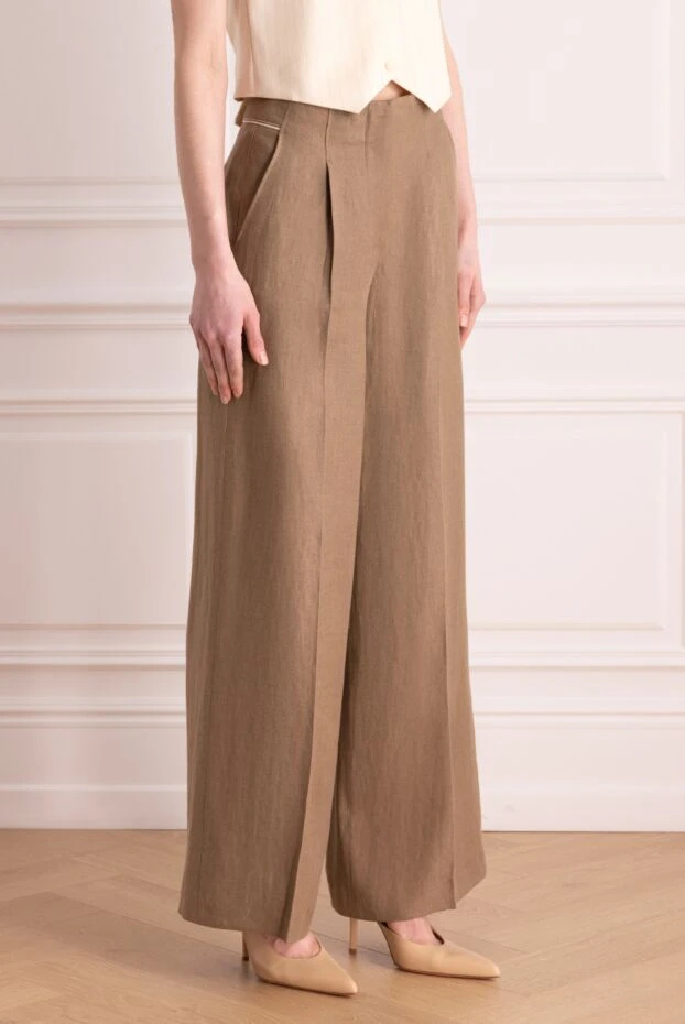 Peserico әйелдердің қоңыр зығыр шалбары 176677 - фото 3