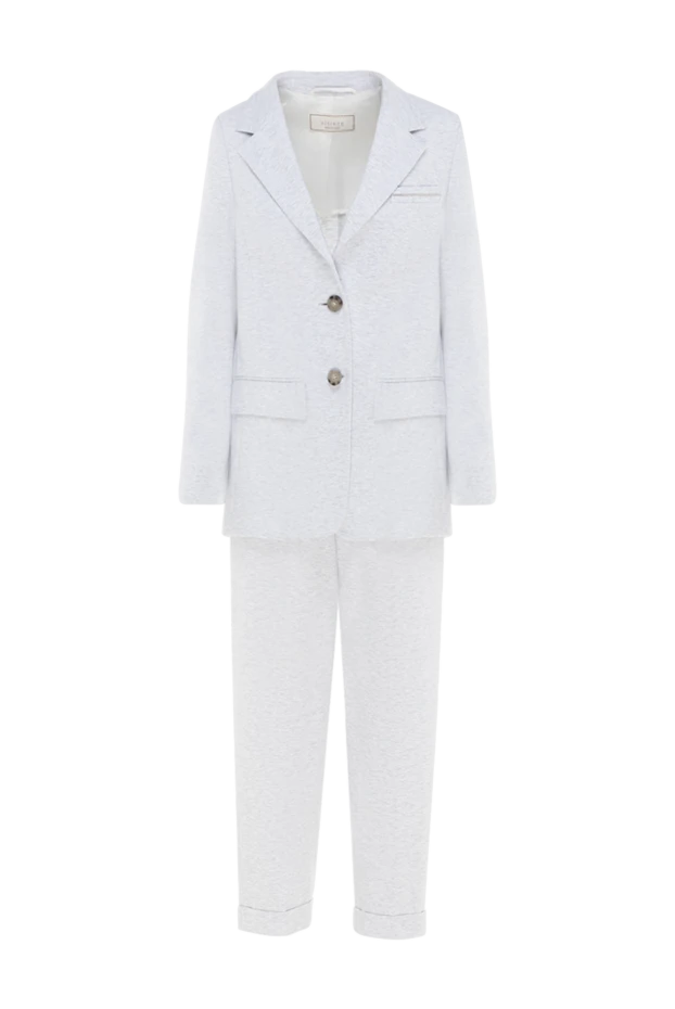 Костюм со штанами из хлопка и полиамида женский серый - фото 1