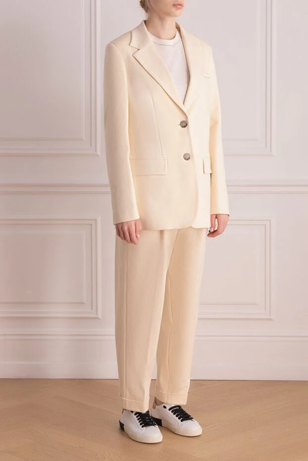 Peserico костюм со штанами из хлопка и полиамида женский бежевый с брюками 176679 - фото 3