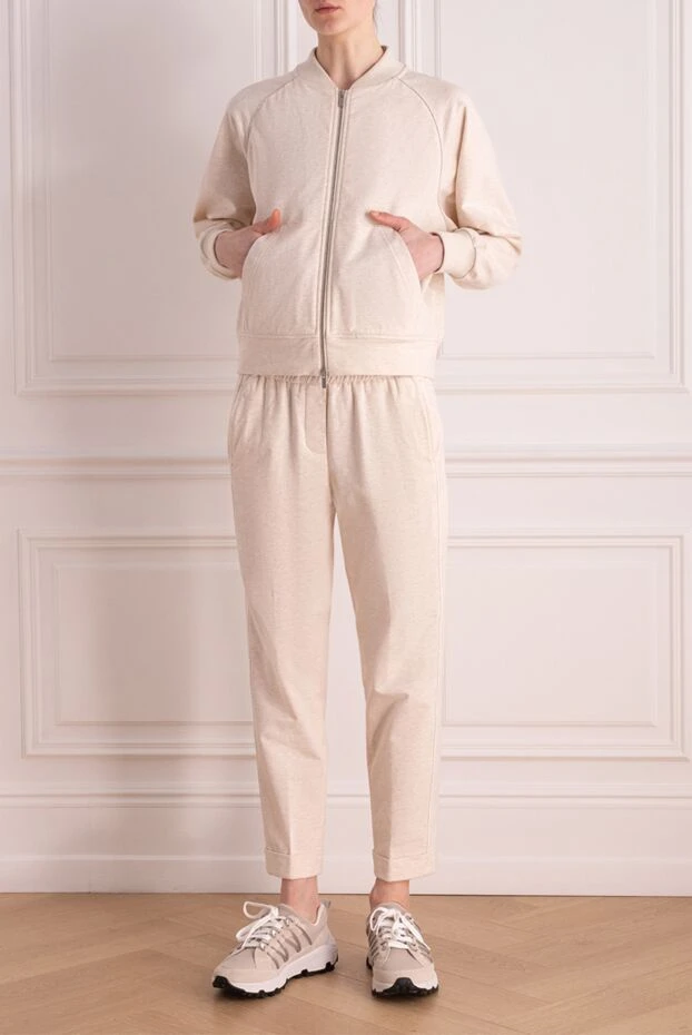 Peserico трикотажный спортивный комплект бежевого оттенка с лаконичным кроем 176681 - фото 2