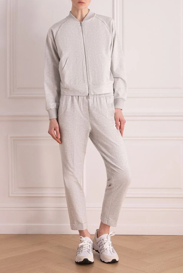 Костюм прогулянковий з бавовни та еластану жіночий сірий - фото 2