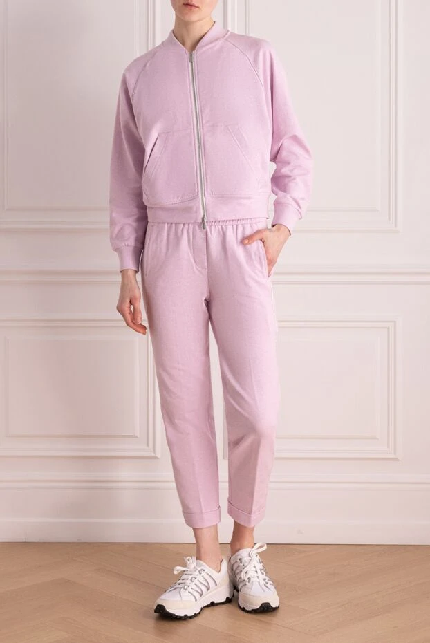 Костюм прогулочный из хлопка и эластана женский розовый - фото 2