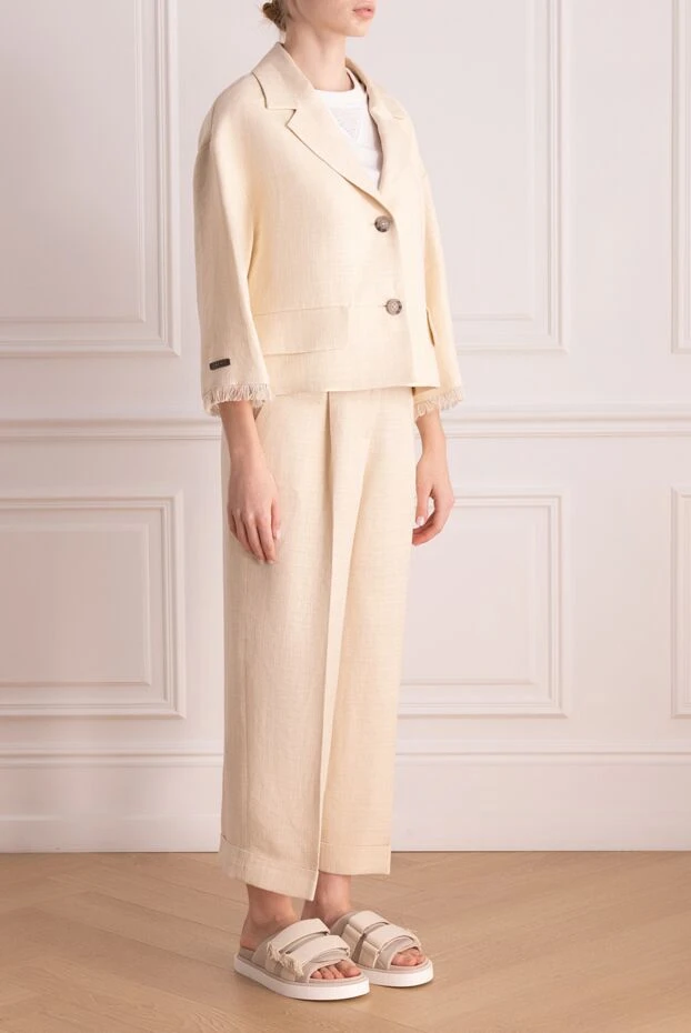 Peserico костюм со штанами из льна и вискозы женский бежевый с брюками 176686 - фото 3