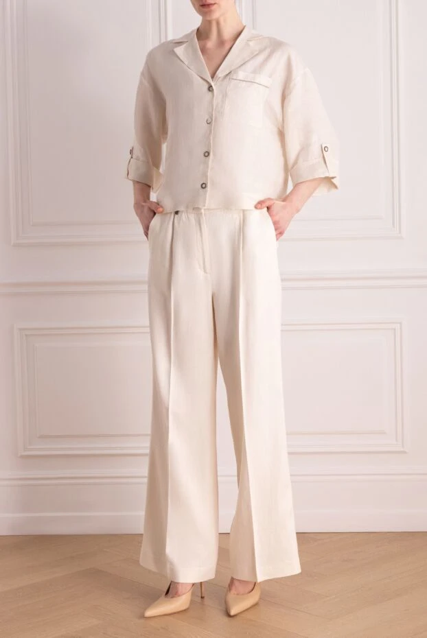 Peserico рубашка изо льна женская бежевая 176694 - фото 2