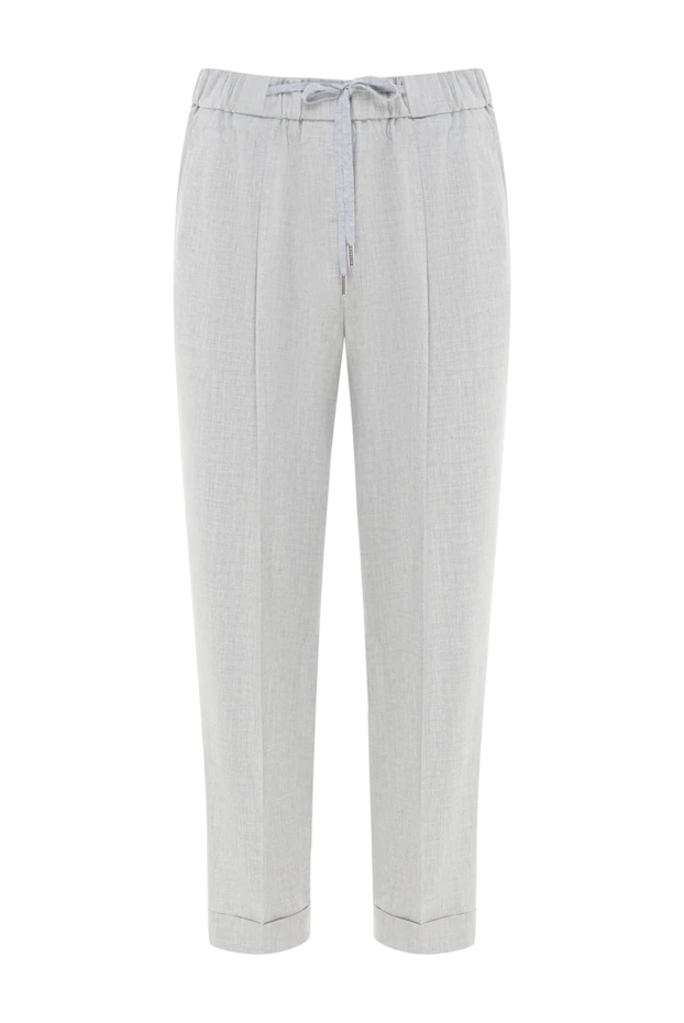 Брюки светло-серые укороченные с защипами и поясом на шнурке
- фото 1