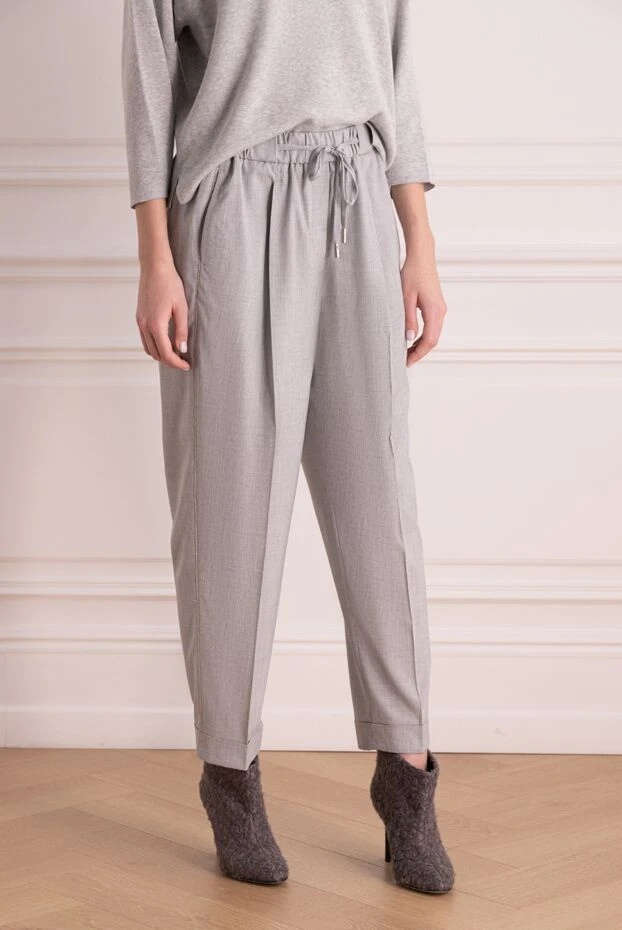 Peserico ашық сұр түсті қысқа бүктелген және белдік белдігі бар шалбар
 176696 - фото 3