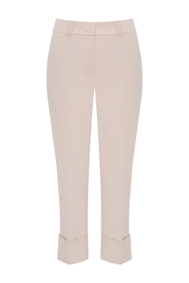 Beige straight-cut trousers with decorative ankle cuffs
- photo 1