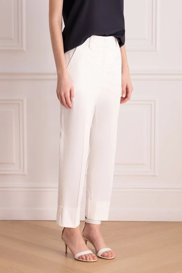 Peserico минимализмге баса назар аударылған ақ түсті күңгірт мақтадан жасалған шалбар

 176699 - фото 3