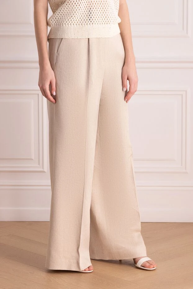 Peserico әйелдердің жазғы шалбары, бежевый, түзу кесілген 176703 - фото 3