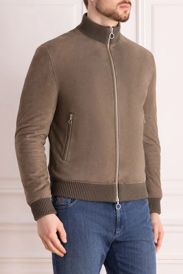 Seraphin gray suede jacket with fur for men 176714 - photo 3
