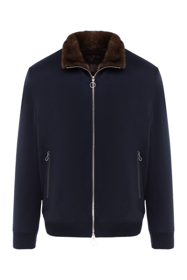 Gray cashmere jacket with fur for men - photo 1