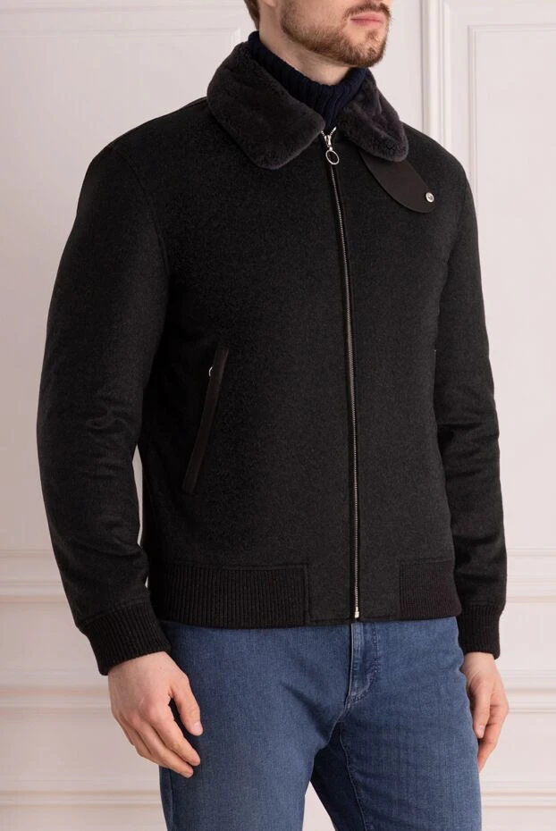 Seraphin jacket made of cashmere fur and crocodile leather black men's 176720 - photo 3