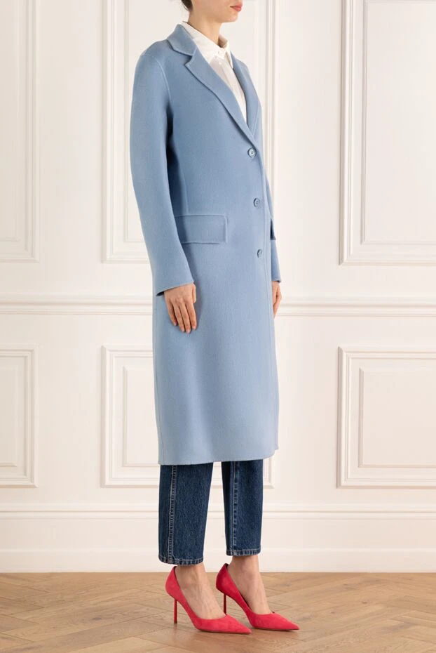 P.A.R.O.S.H. пальто из шерсти и кашемира женское голубое пальто 176730 - фото 3