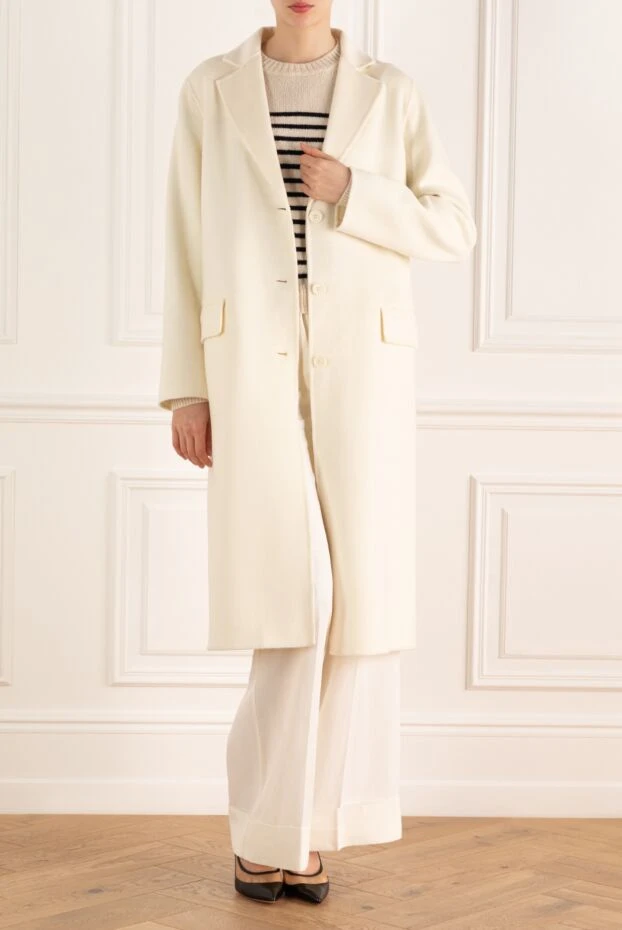 P.A.R.O.S.H. woman women's white wool and cashmere coat купить с ценами и фото 176731 - photo 2