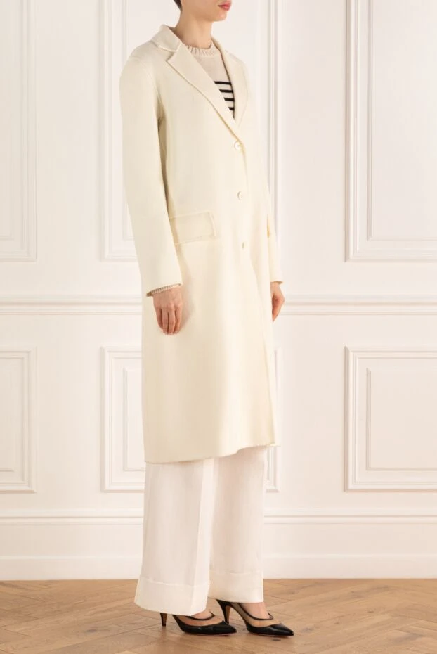 P.A.R.O.S.H. пальто из шерсти и кашемира женское белое 176731 - фото 3