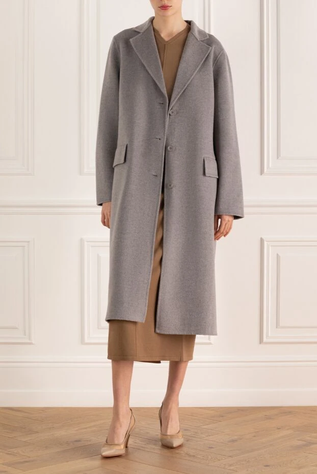 P.A.R.O.S.H. woman women's gray wool and cashmere coat купить с ценами и фото 176732 - photo 2