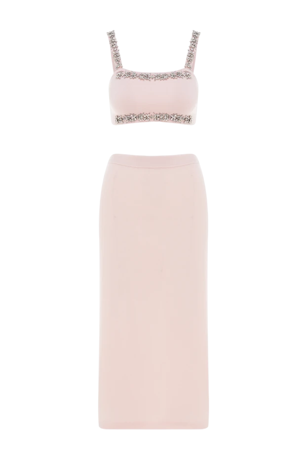 Костюм с юбкой женский розовый - фото 1