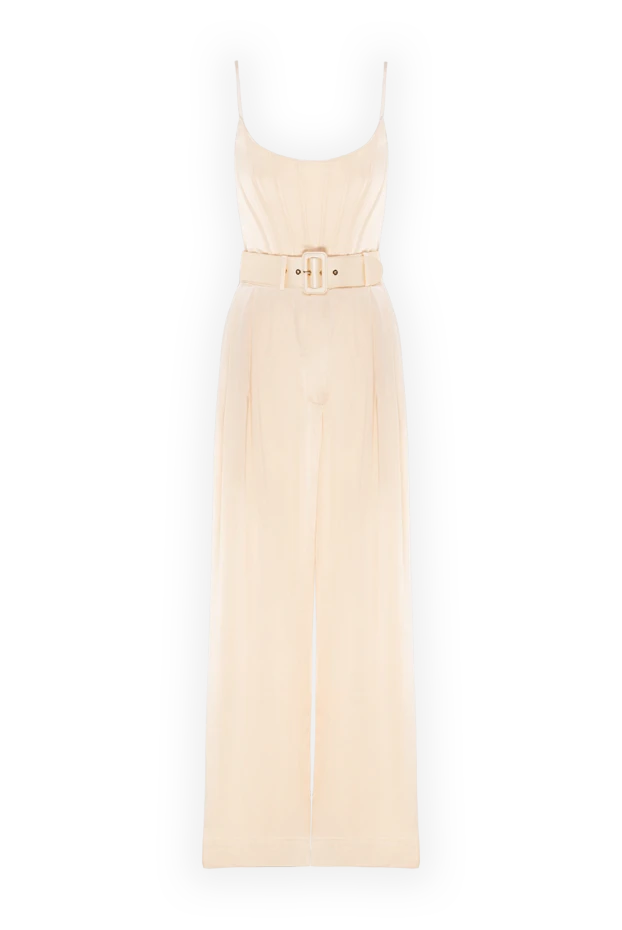 Women's beige silk suit with trousers - photo 1