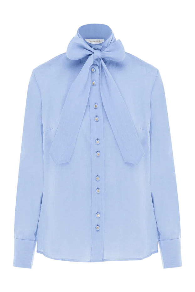 Блуза из хлопка женская голубая - фото 1