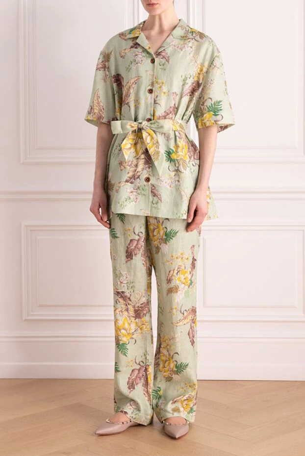 Zimmermann костюм со штанами женский зеленый из льна 176818 - фото 2