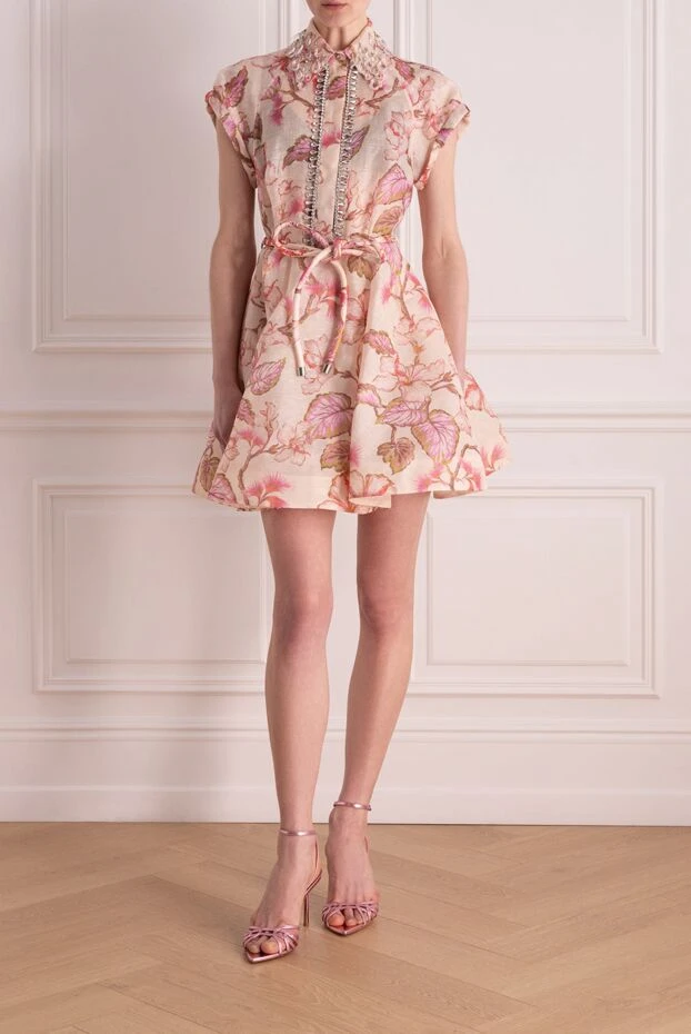 Zimmermann платье женское розовое из льна и шелка 176822 - фото 2