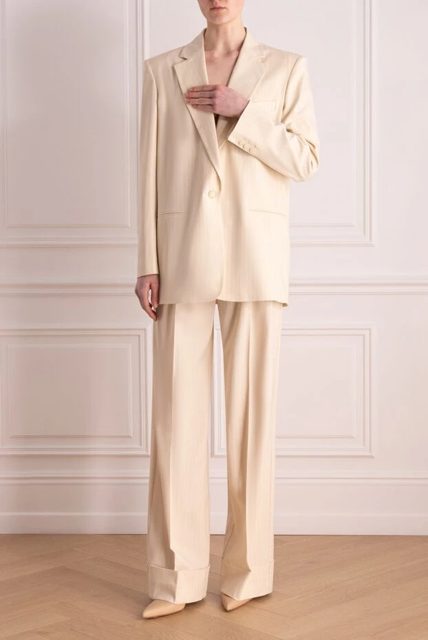 The Andamane woman women's beige suit with trousers made of viscose and wool купить с ценами и фото 176854 - photo 2